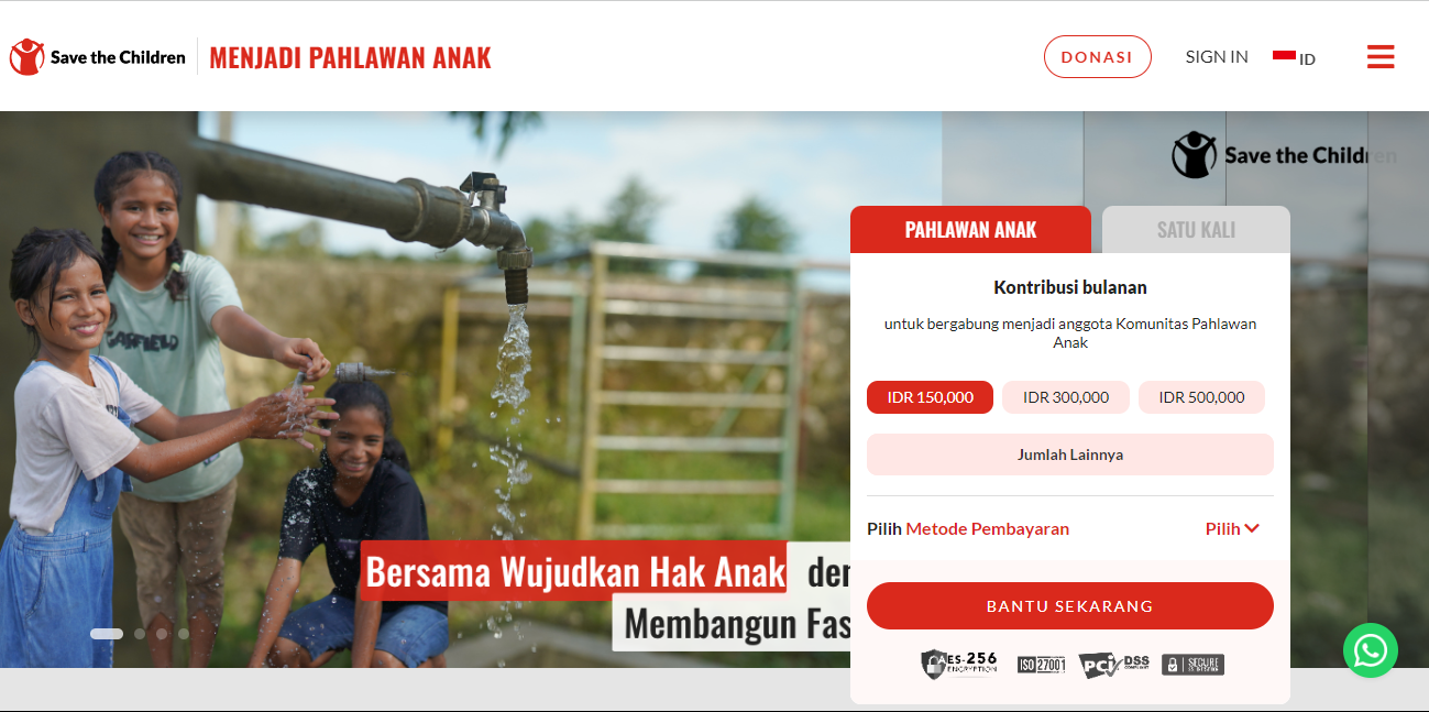 contoh website organisasi save the children