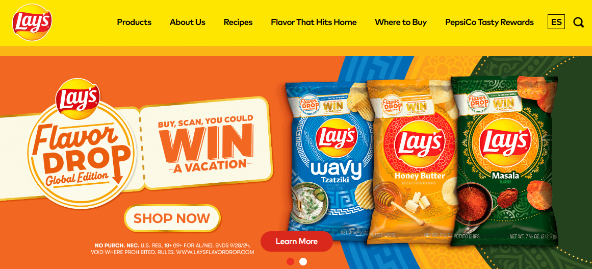 contoh website makanan ringan Lays