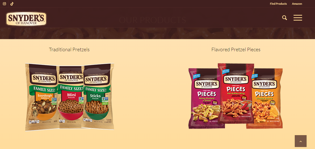 contoh website makanan ringan snyders