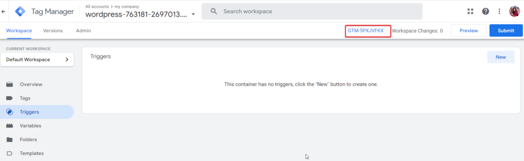 Selanjutnya, Anda akan mendapatkan ID Google Tag Manager